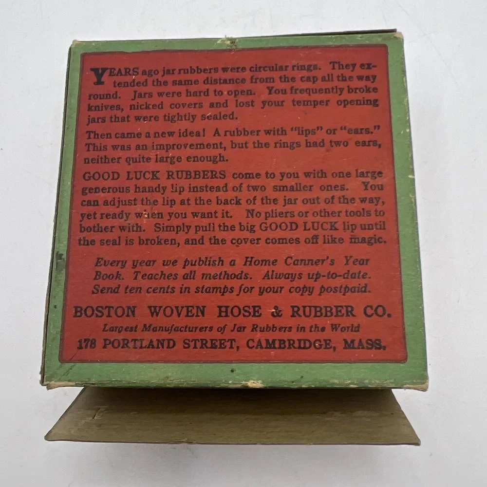 Vintage 1910's Good Luck Jar Rubbers Open‎ Box Only 8 Included